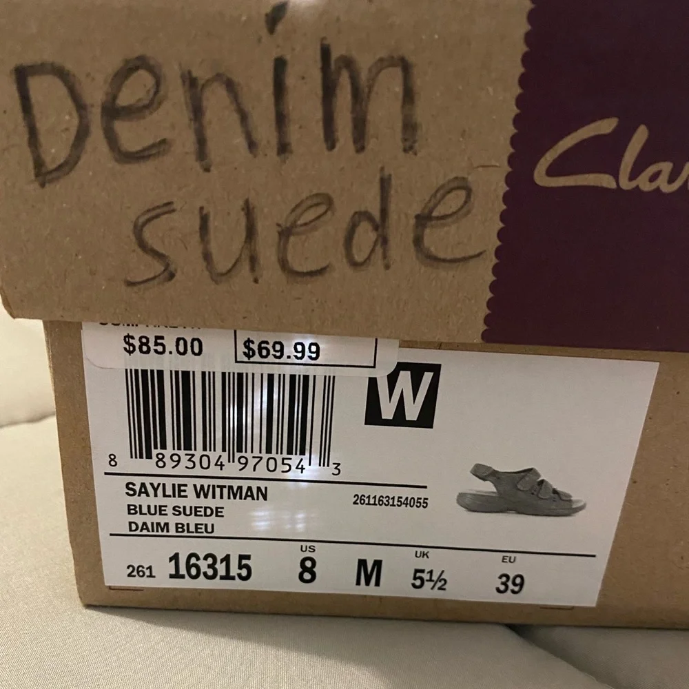 NWOT Clark’s Blue Suede Sandals - Picture 6 of 6